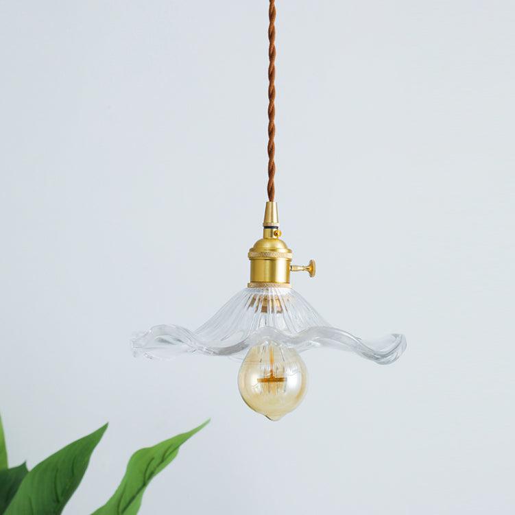 Wavy Green Glass Pendant Light