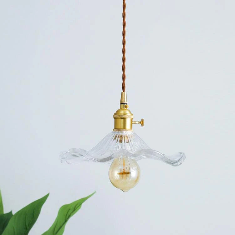 Clear Scalloped Glass Pendant Light Studio Product Shot