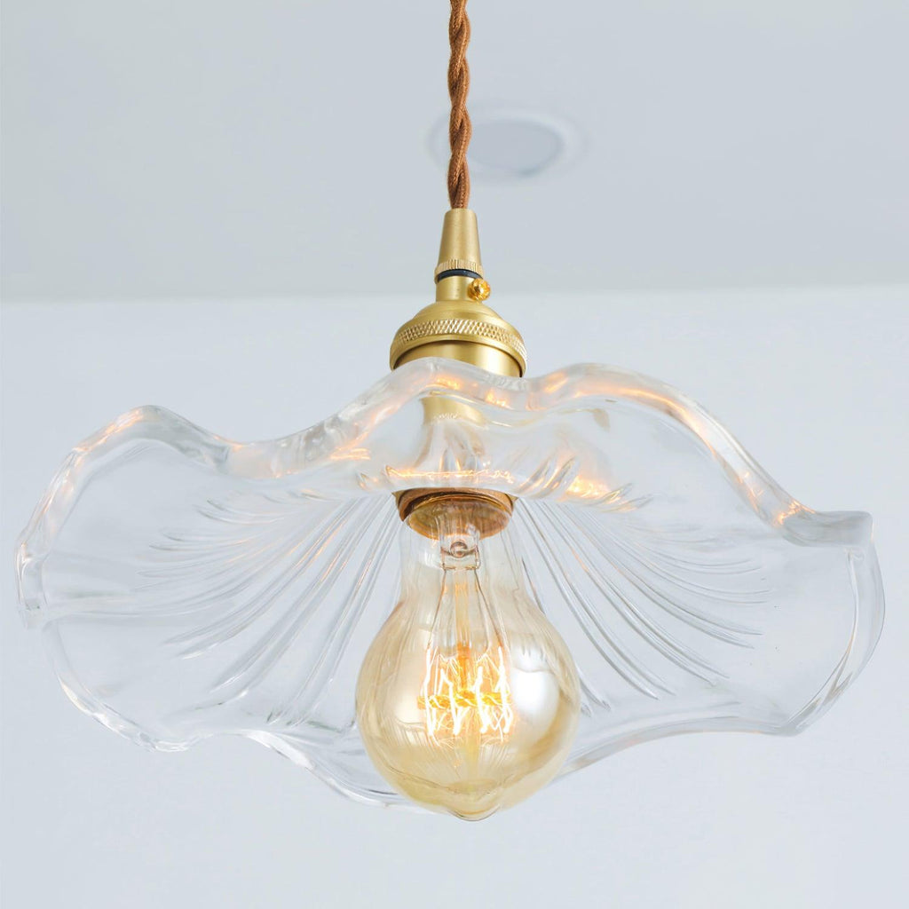 Wavy Green Glass Pendant Light