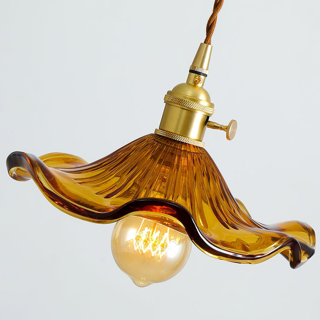 Wavy Green Glass Pendant Light