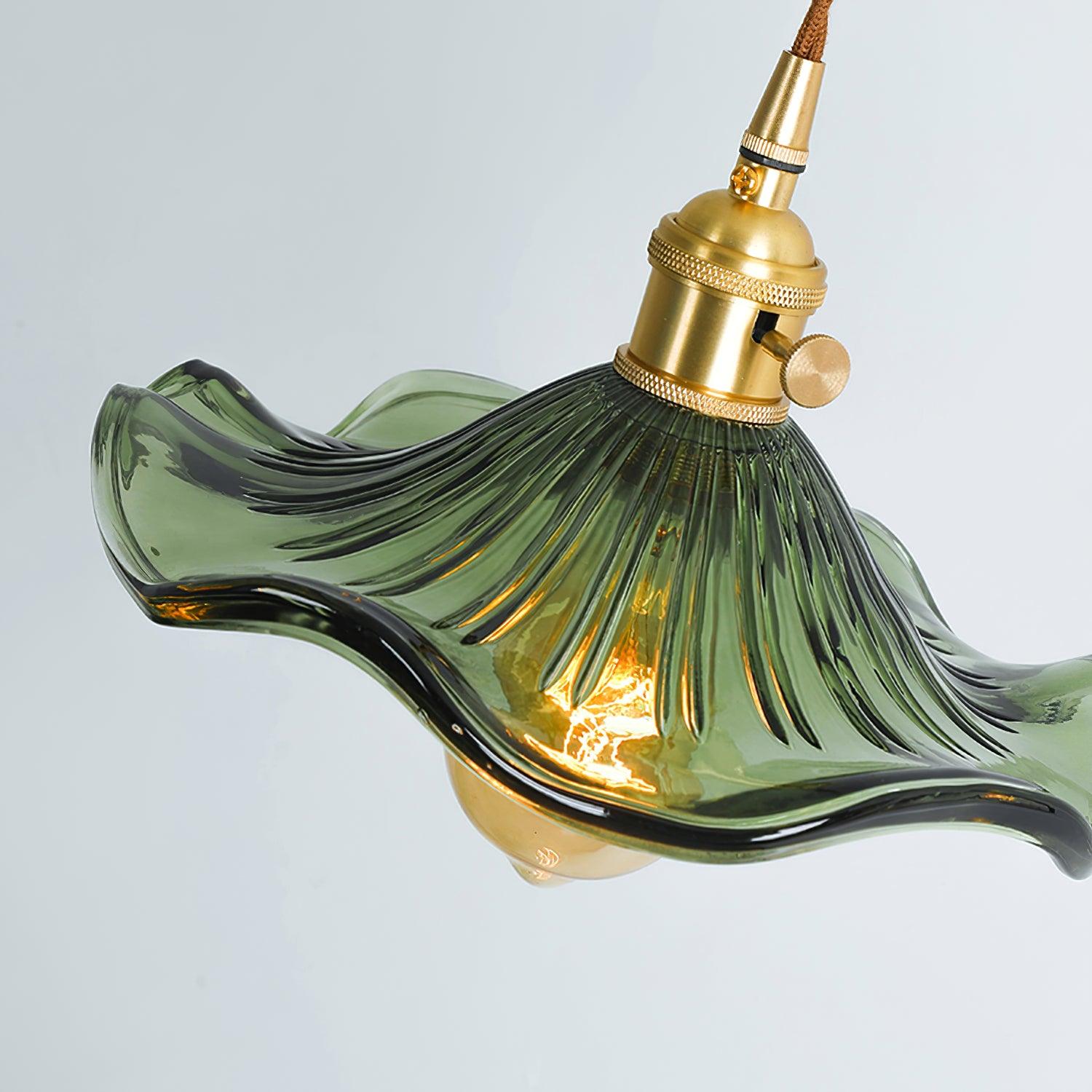 Wavy Green Glass Pendant Light