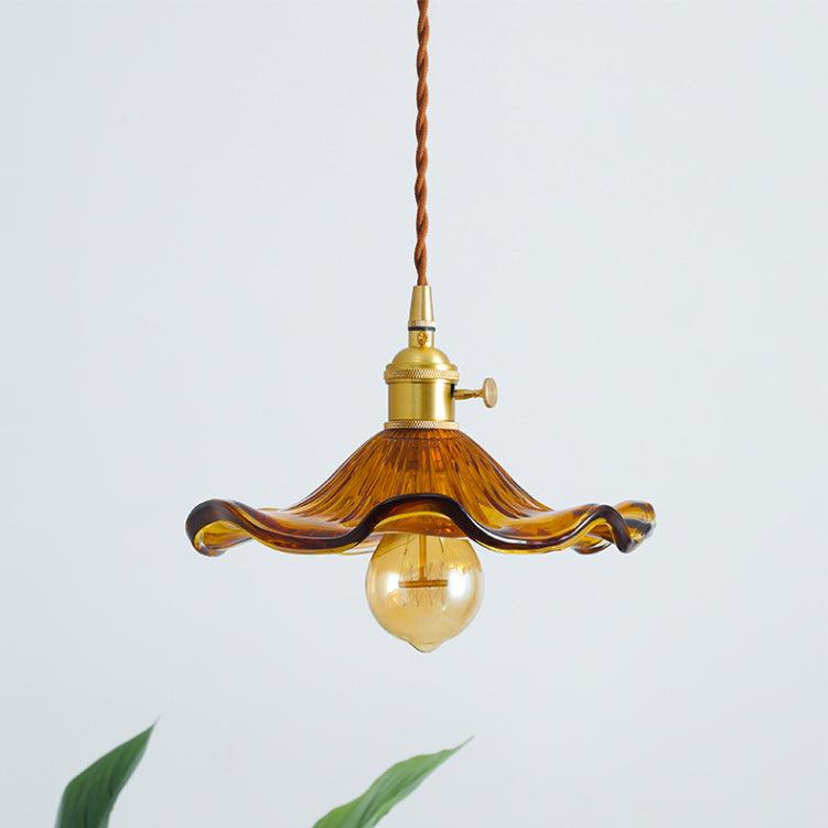 Wavy Green Glass Pendant Light