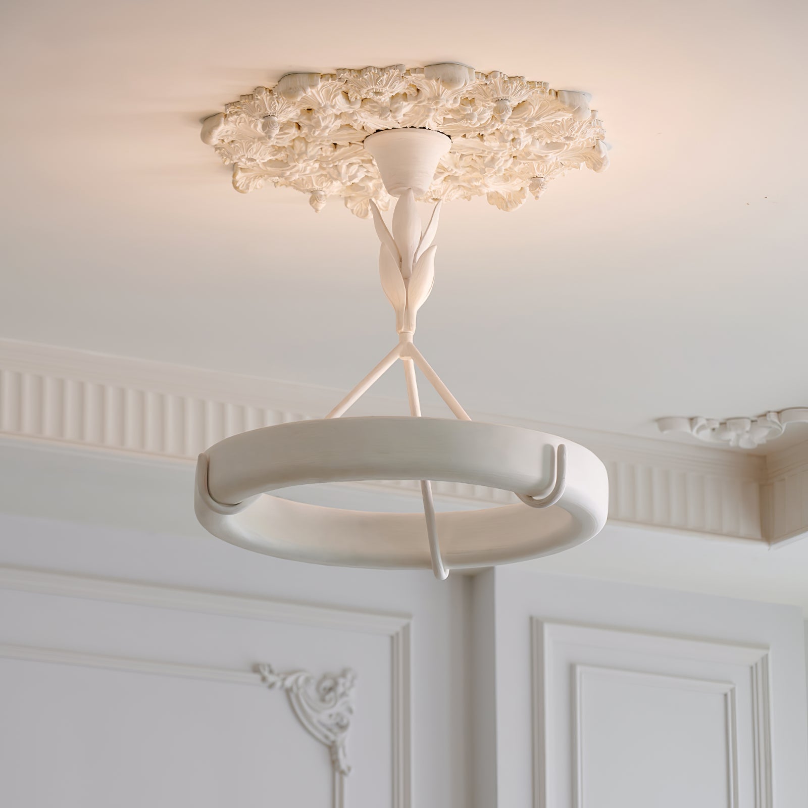 White Plaster Chandelier