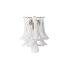 Modern Silver Frame and Wave Feather Art Glass Wall Sconce with Wall Mount on Pure White Background