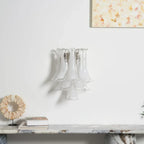 Modern Wave Feather Art Glass Wall Sconce Above Credenza in Living Room