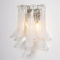 Illuminated Modern Silver Frame Feather Art Glass Wall Sconce Studio Display