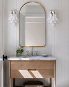 Modern Wave Feather Art Glass Wall Sconces Flanking Bathroom Mirror