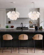 Modern Silver Frame Round Scale Pendant Lights Over Kitchen Breakfast Bar