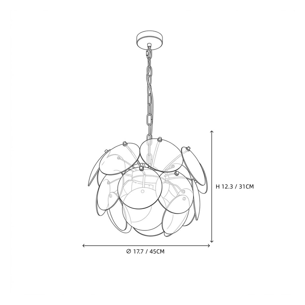 Modern Round Scale Art Glass Pendant Light Line Art Dimension Diagram