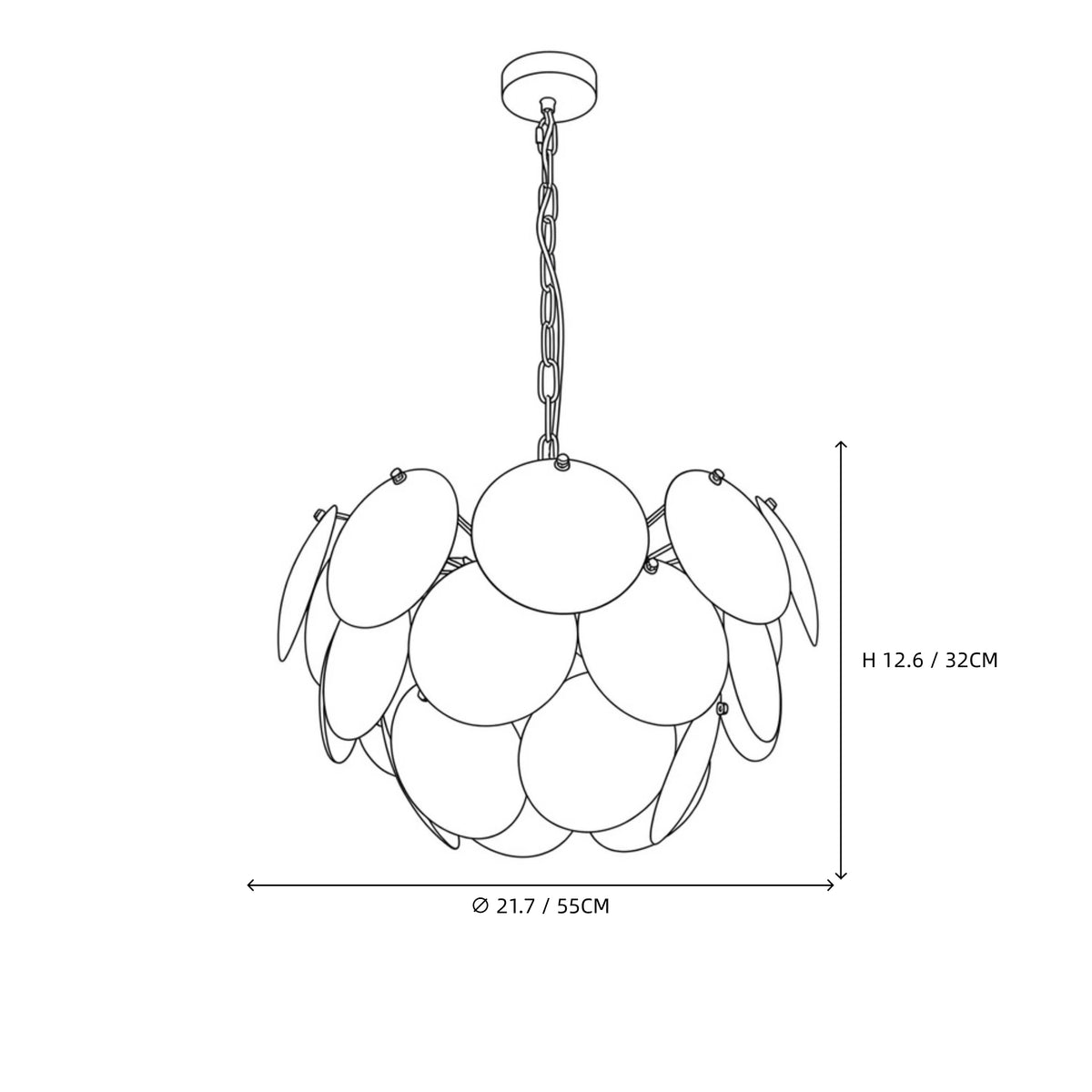 Modern Large Round Scale Art Glass Pendant Light Line Art Dimension Diagram