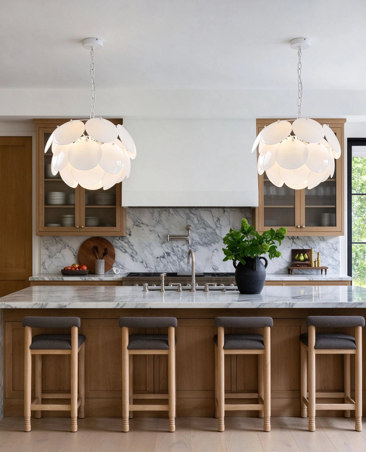Modern Round Scale Art Glass Pendant Lights in Luxury Kitchen