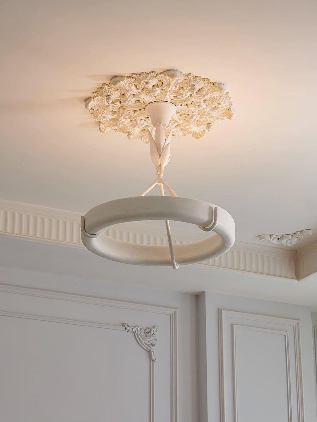 White Plaster Chandelier