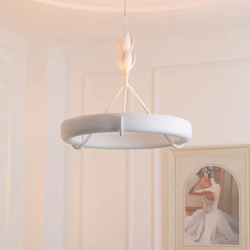 White Plaster Chandelier