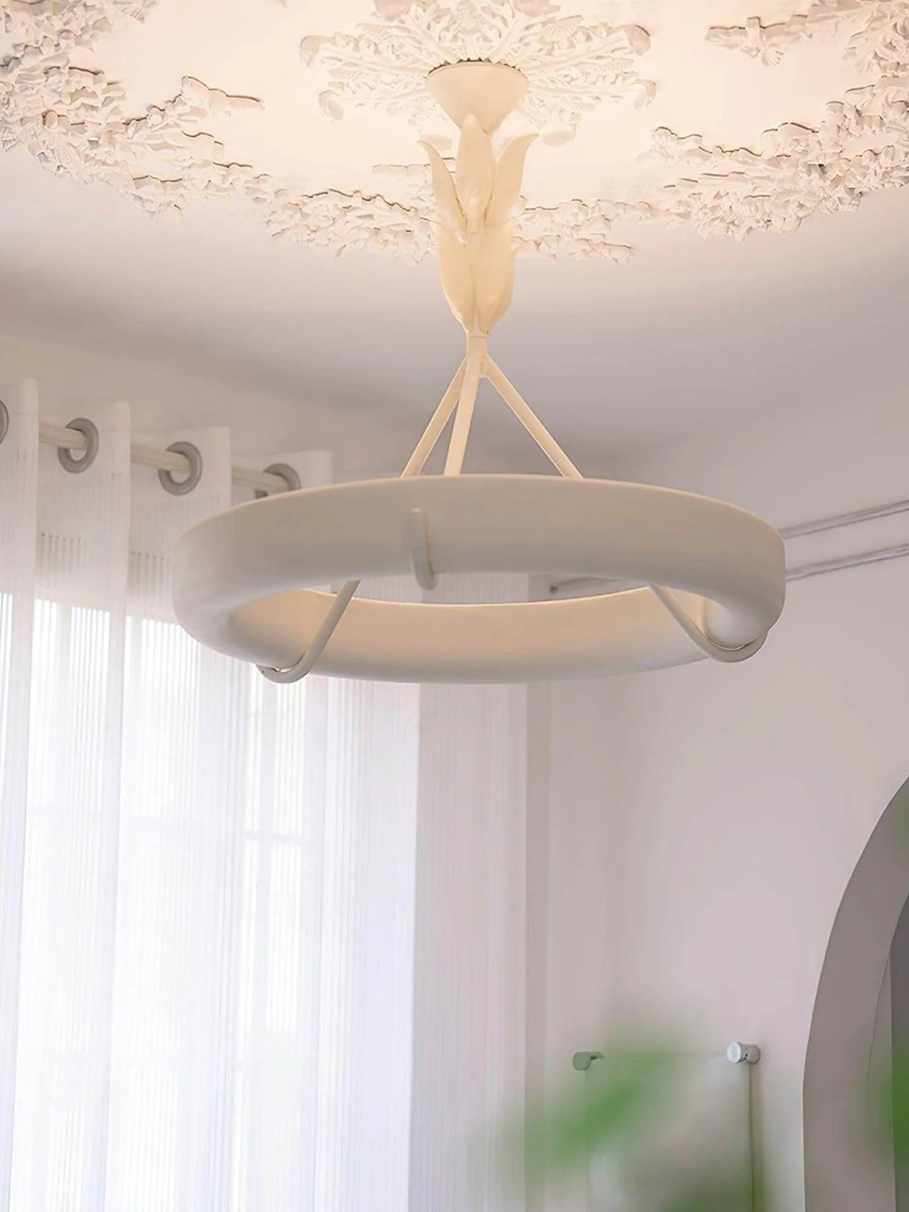 White Plaster Chandelier