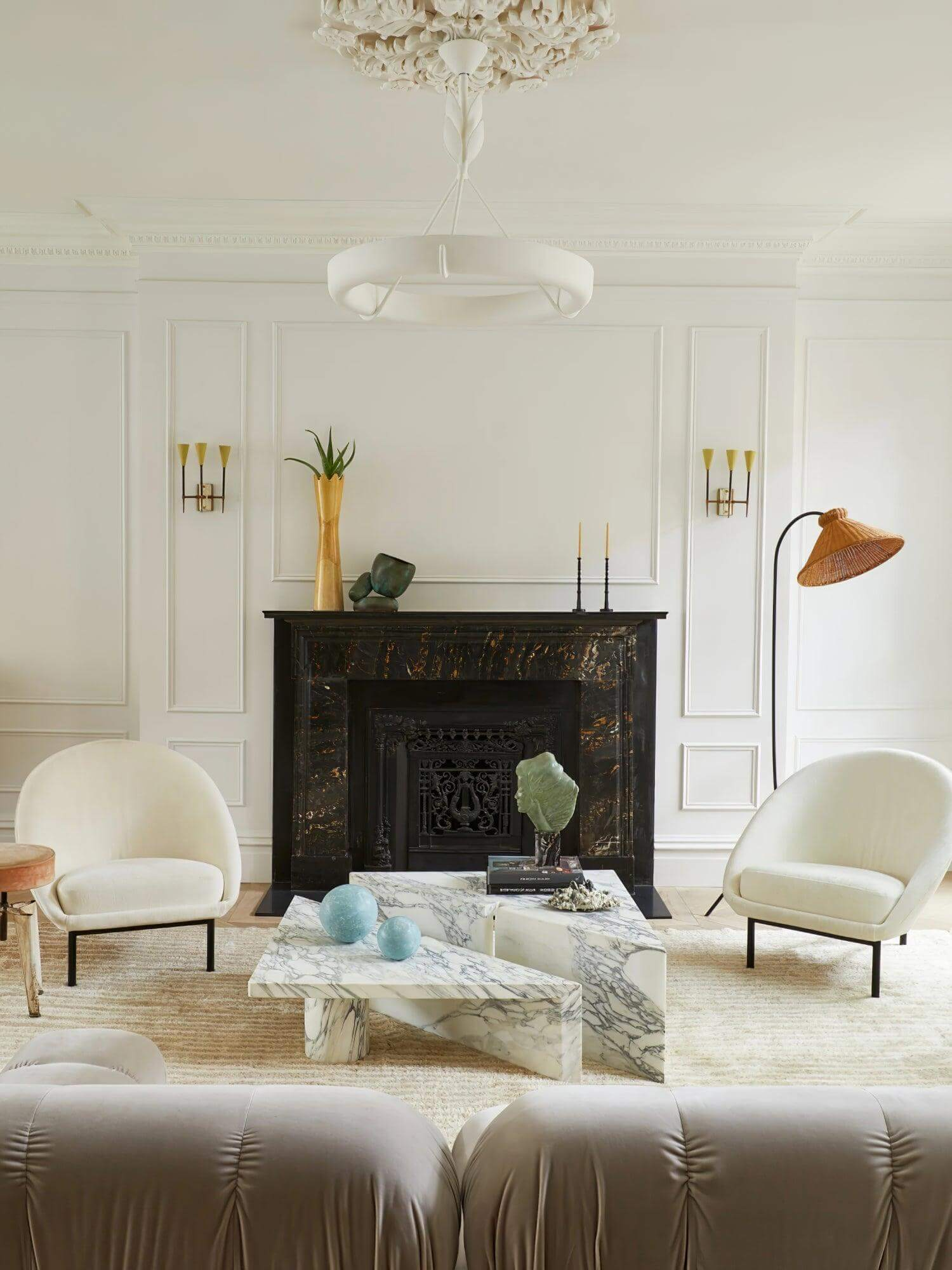 White Plaster Chandelier