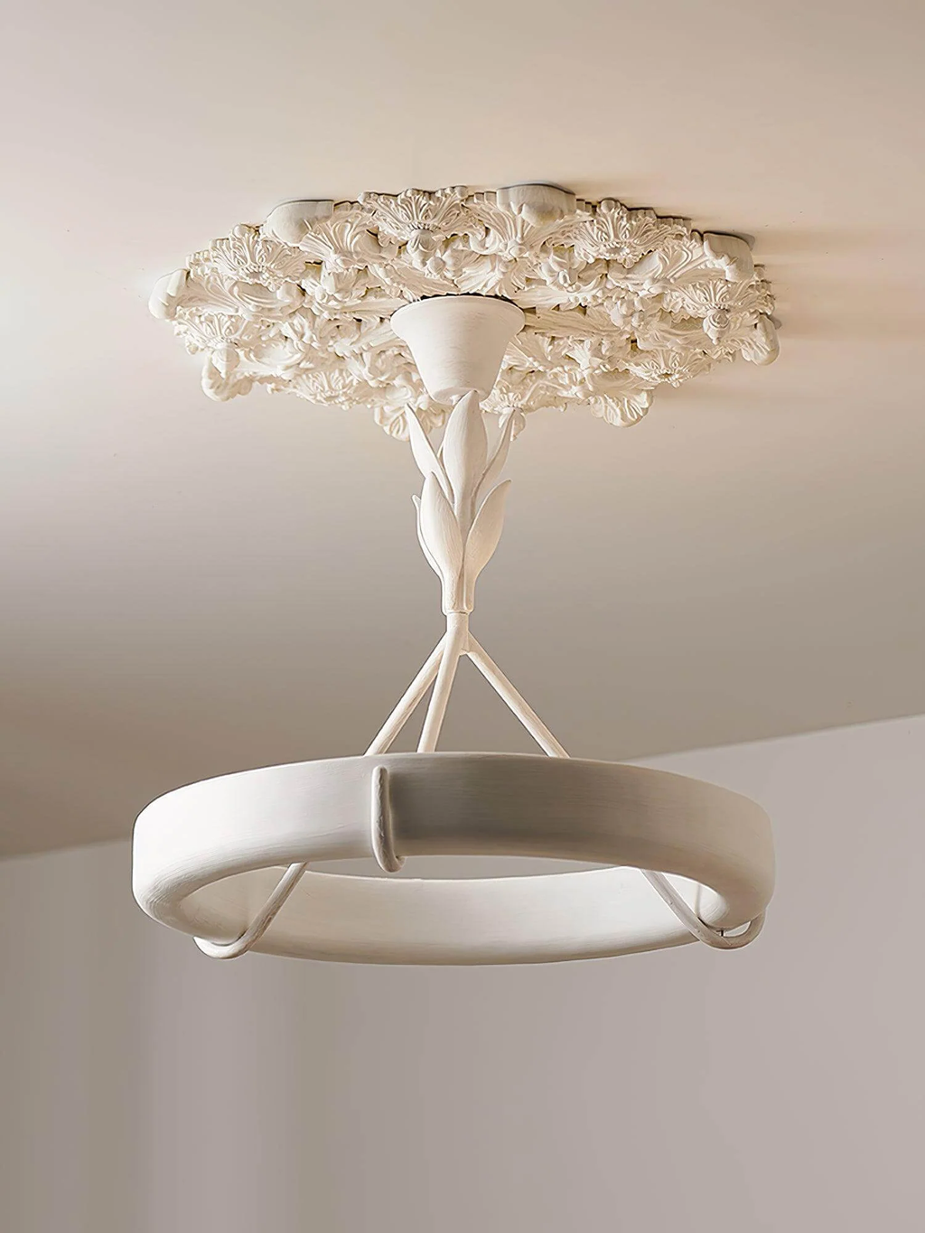 White Plaster Chandelier