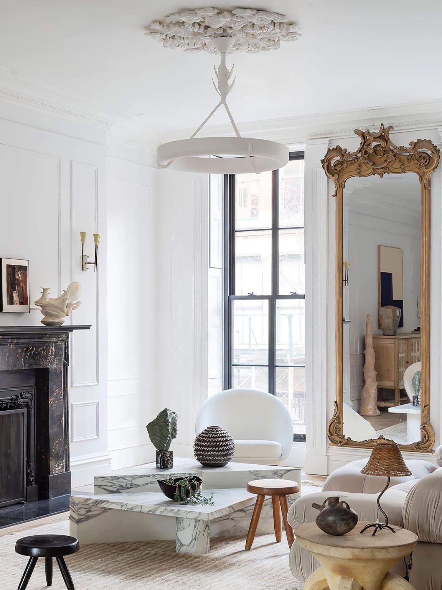 White Plaster Chandelier