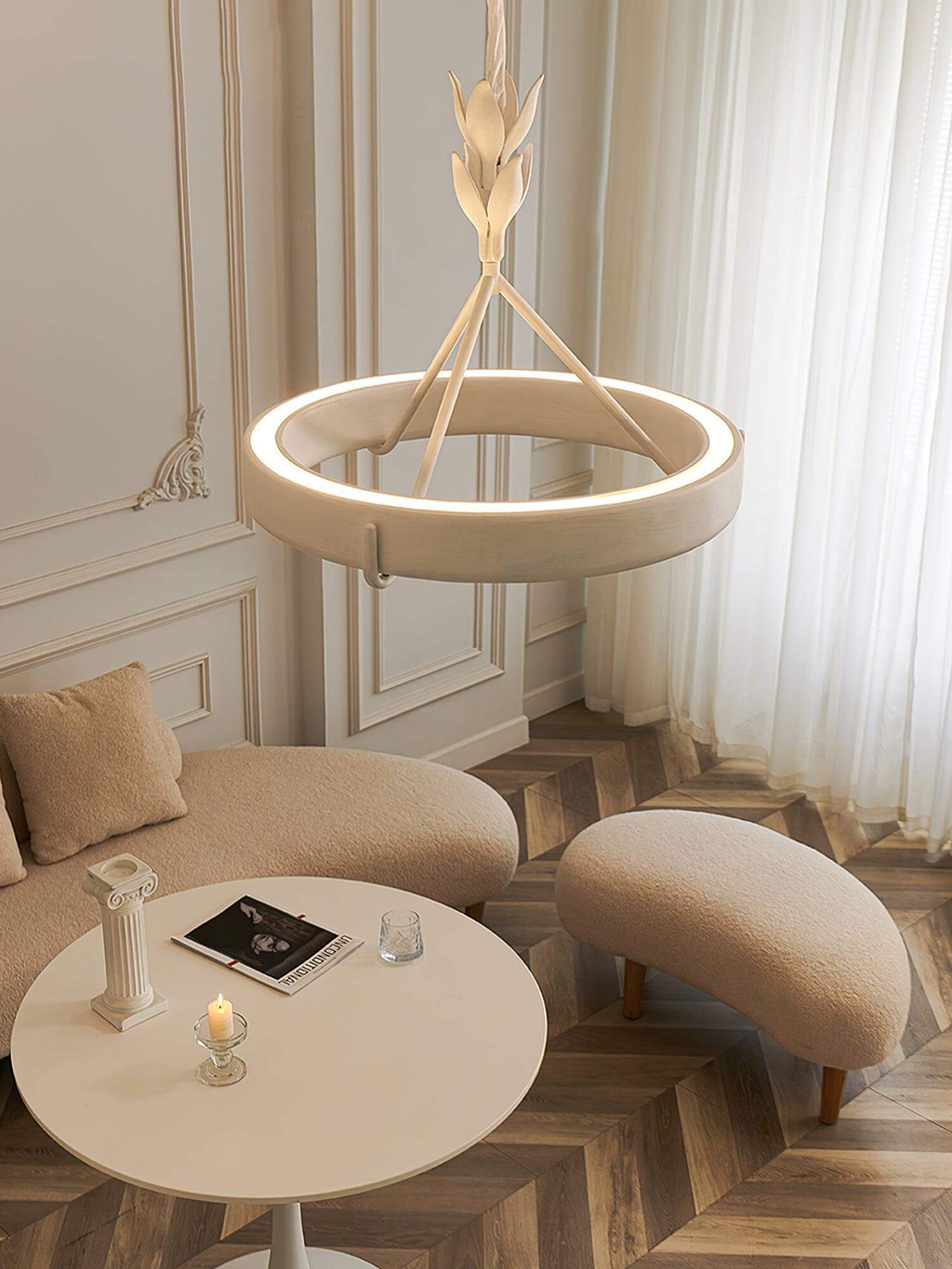 White Plaster Chandelier