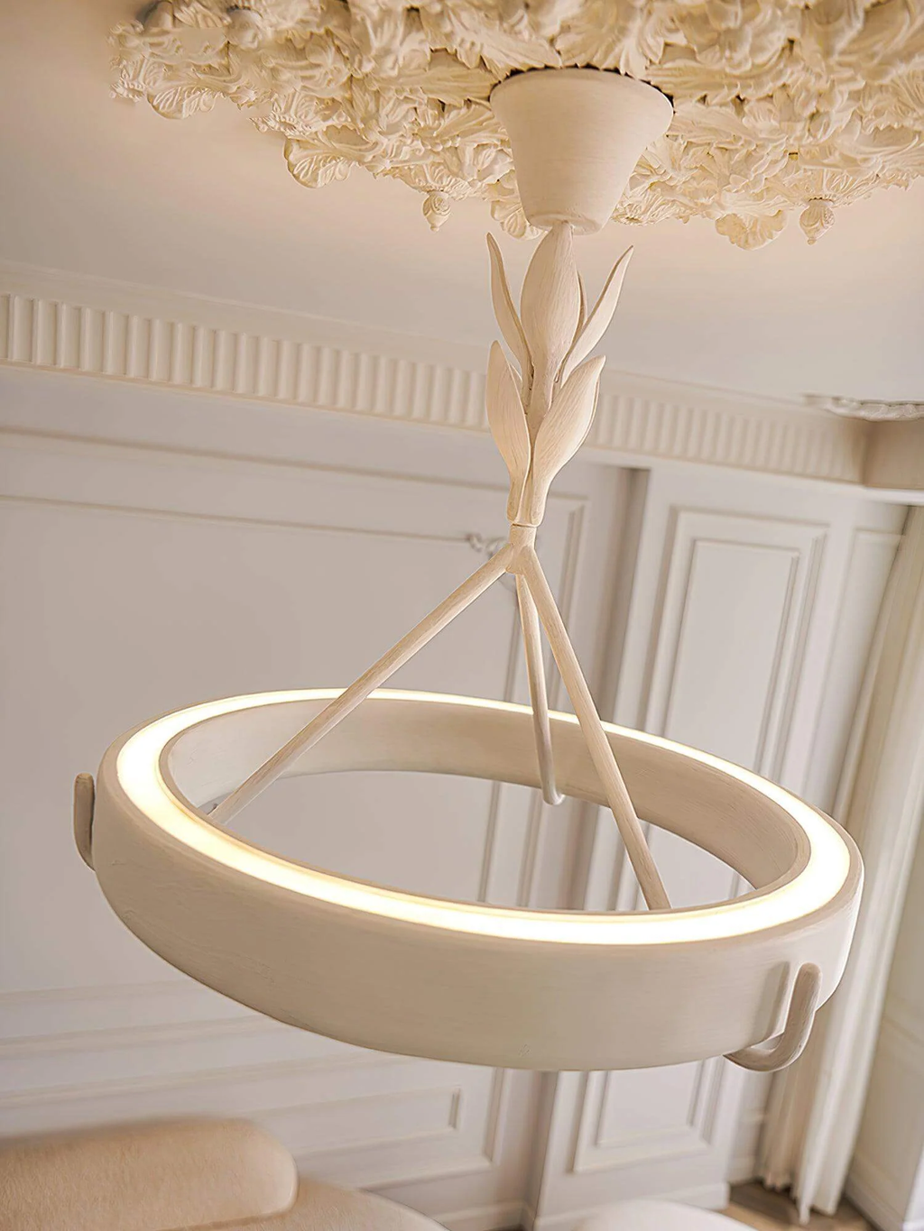 White Plaster Chandelier