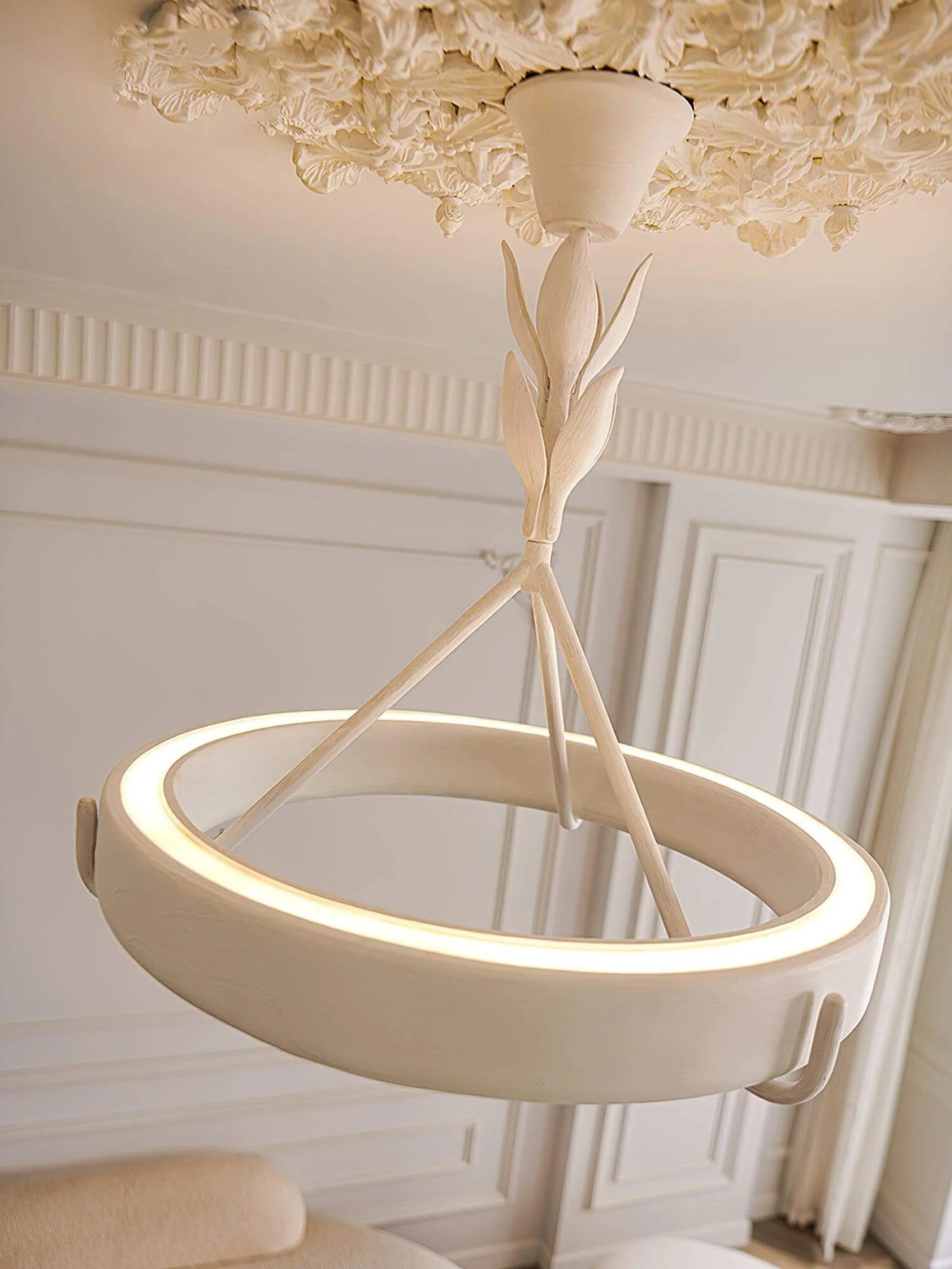 White Plaster Chandelier
