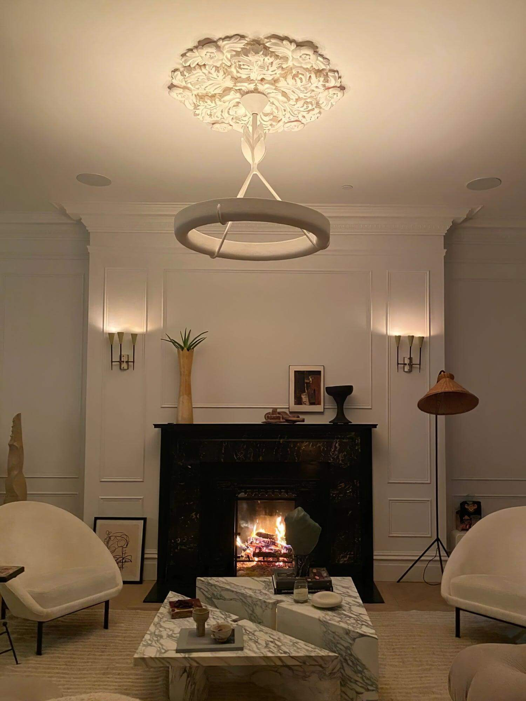 White Plaster Chandelier