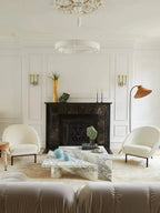 Illuminated Modern White Ring Chandelier in Art Interior