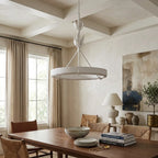 Modern White Ring Chandelier Over Dining Room Table