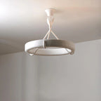 Modern White Carved Petal Ring Chandelier in Contemporary Living Space