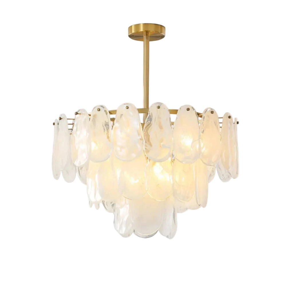 White Swirl Glass Flush Stem Chandelier