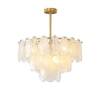 White Swirl Glass Flush Stem Chandelier