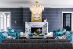 White Swirl Glass Flush Stem Chandelier