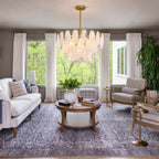 White Swirl Glass Flush Stem Chandelier