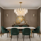 White Swirl Glass Flush Stem Chandelier