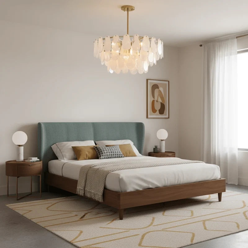 White Swirl Glass Flush Stem Chandelier