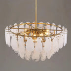 White Swirl Glass Flush Stem Chandelier