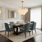 White Swirl Glass Flush Stem Chandelier