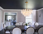 White Swirl Glass Flush Stem Chandelier