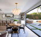 White Swirl Glass Flush Stem Chandelier