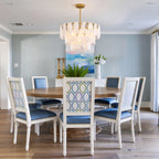 White Swirl Glass Flush Stem Chandelier