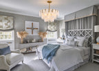 White Swirl Glass Flush Stem Chandelier