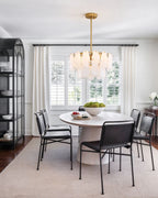 White Swirl Glass Flush Stem Chandelier