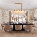 Modern Brass Double-Tier Oval Wave Chandelier in Elegant Dining Space