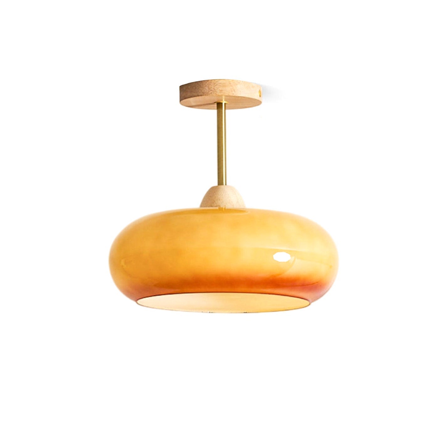 Wood Glass Disc Flush Mount