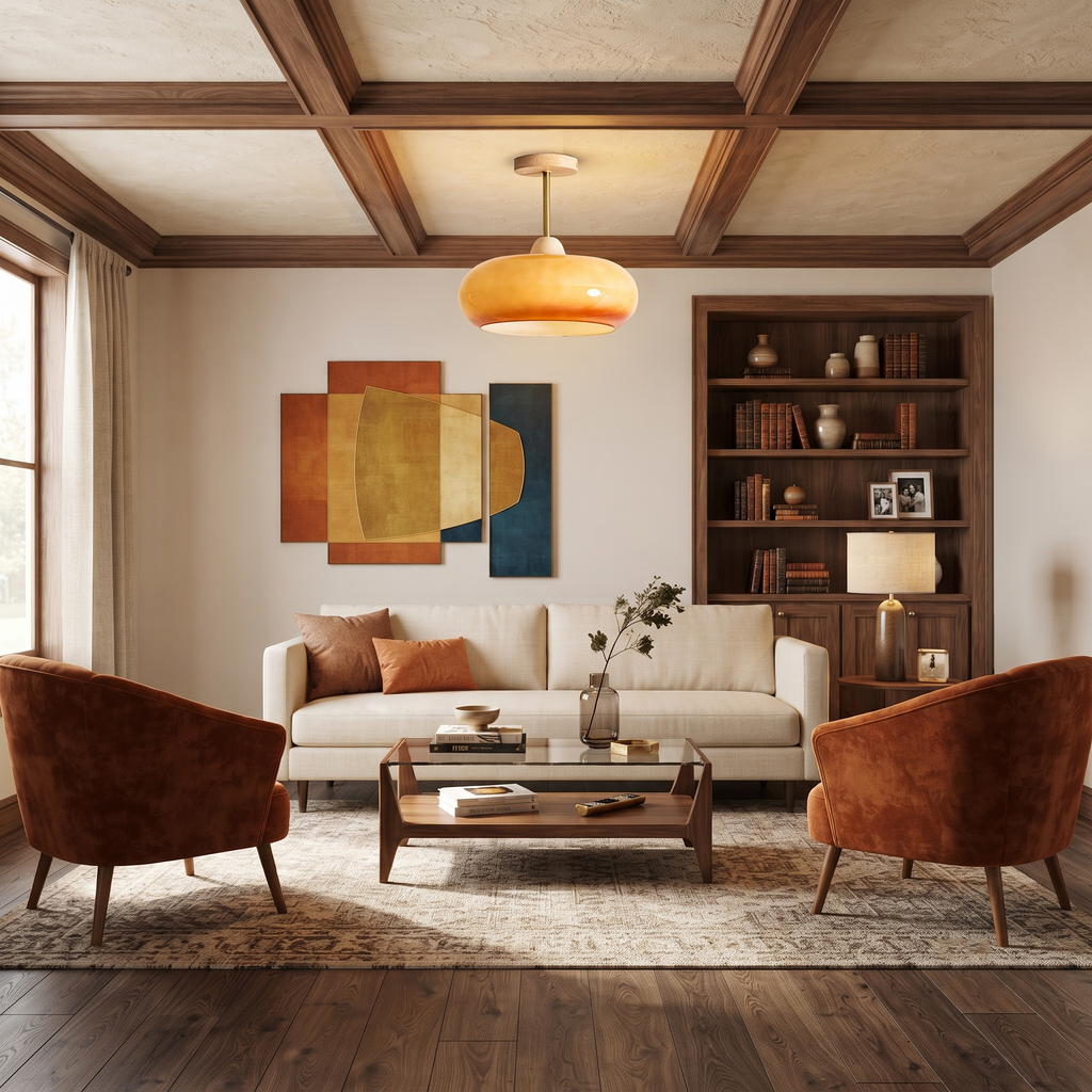 Wood Glass Disc Flush Mount