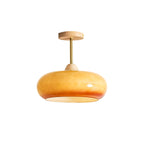 Wood Glass Disc Flush Mount