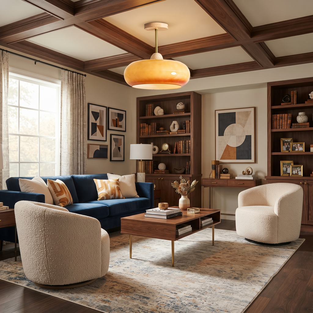 Wood Glass Disc Flush Mount