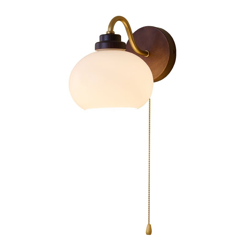 Wood Glass Globe Wall Sconce