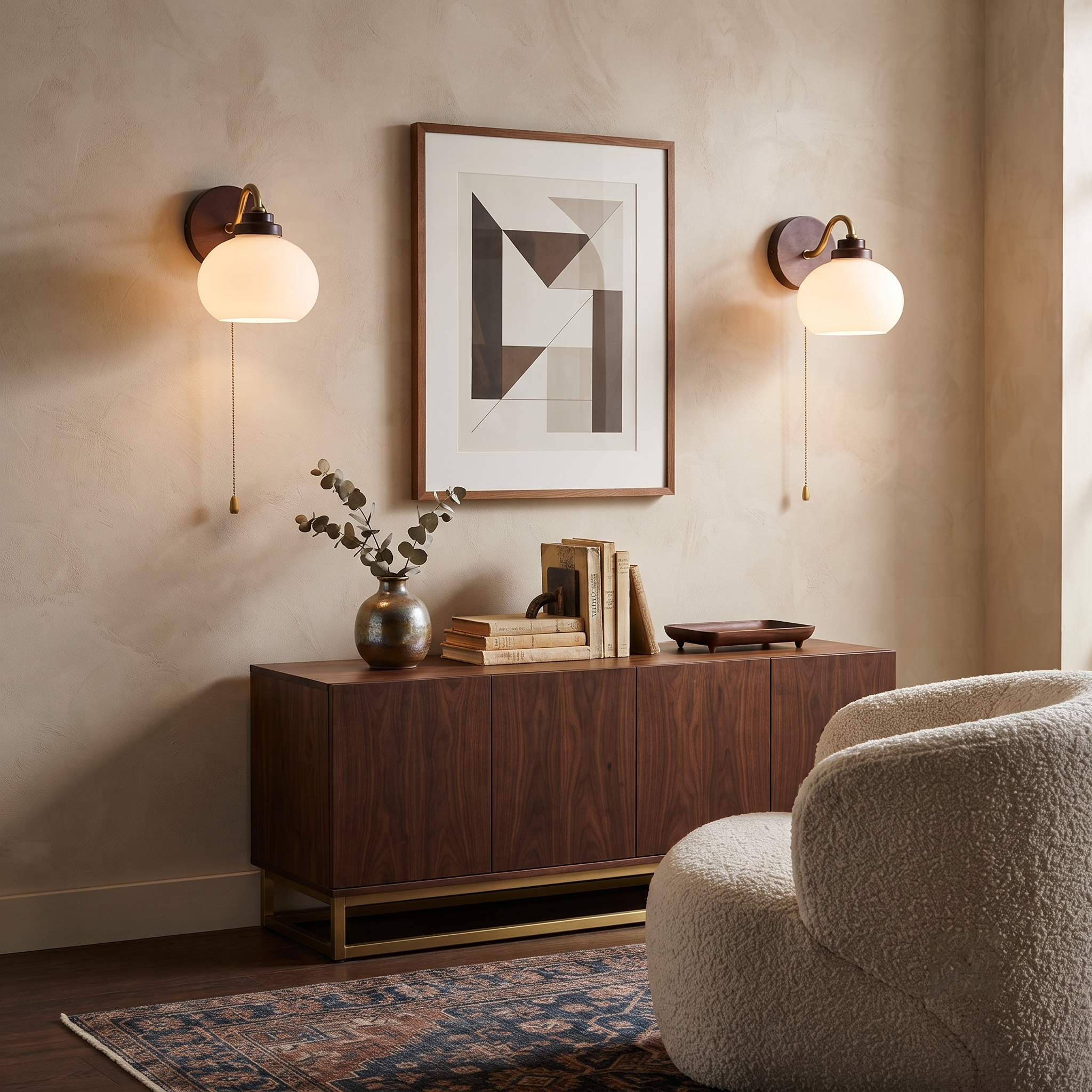 Wood Glass Globe Wall Sconce