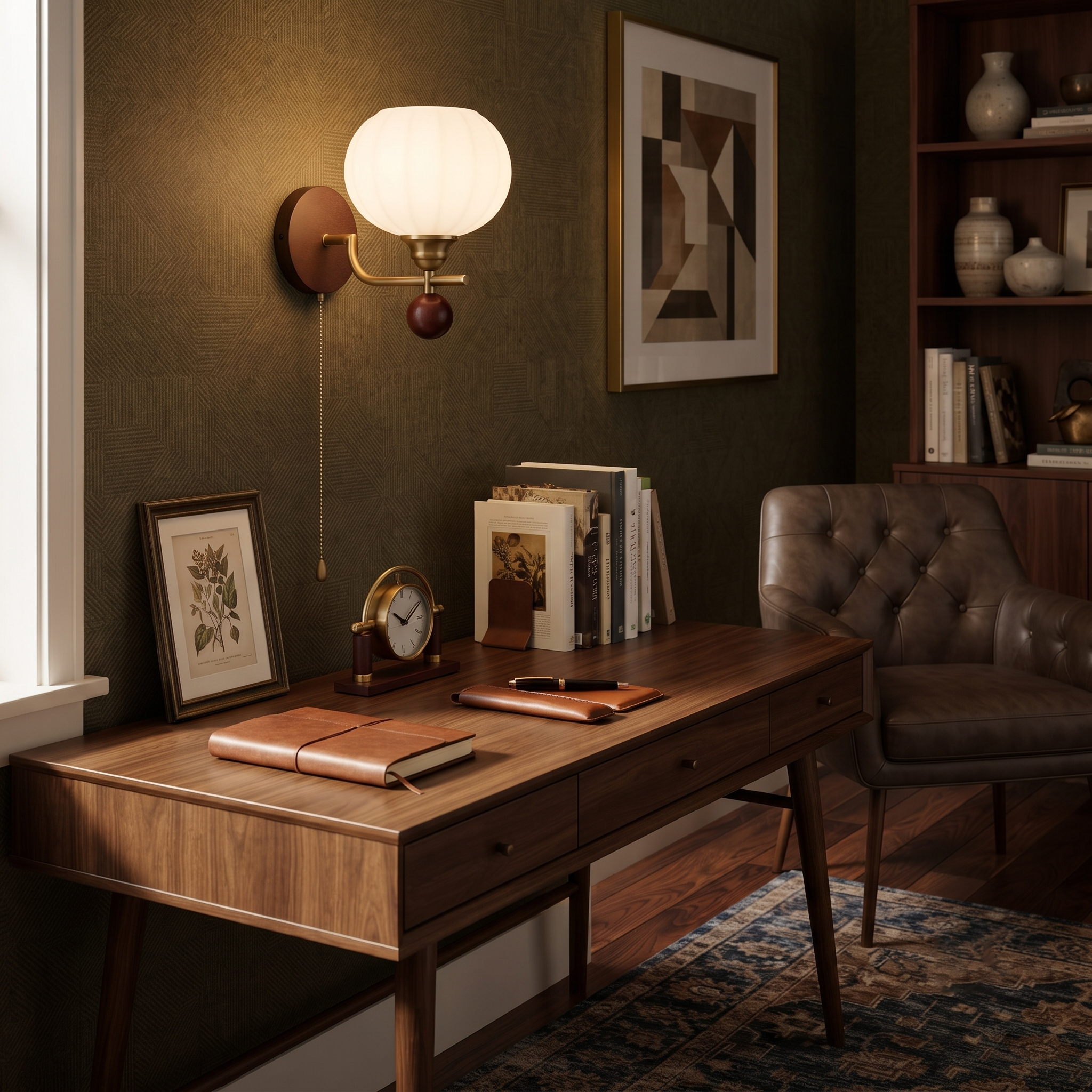Wood Glass Globe Wall Sconce