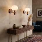 Wood Glass Globe Wall Sconce